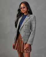 Sophie Houndstooth Plaid Double Breasted Blazer