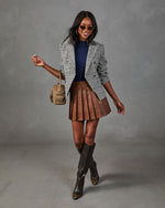 Sophie Houndstooth Plaid Double Breasted Blazer