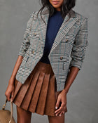 Sophie Houndstooth Plaid Double Breasted Blazer