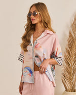 Seaside Social Button Down Novelty Top