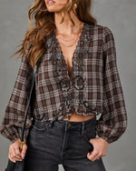 Sharla Plaid Lace Trim Top