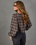 Sharla Plaid Lace Trim Top
