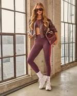 Burgundy % Balancing Act Colorblock Leggings-1