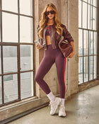 Burgundy % Balancing Act Colorblock Leggings-1