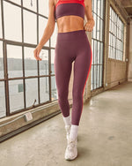 Burgundy % Balancing Act Colorblock Leggings-2