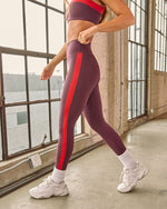 Burgundy % Balancing Act Colorblock Leggings-3