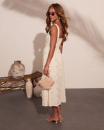 Coastal Days Seashell Print Linen Blend Midi Dress