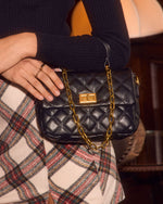 Black % Elarose Quilted Crossbody Mini Bag-2