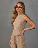 Luxe Embrace Cable Knit Turtleneck Tank Top