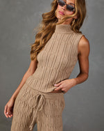 Luxe Embrace Cable Knit Turtleneck Tank Top