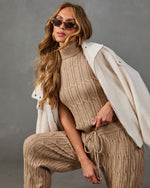 Luxe Embrace Cable Knit Turtleneck Tank Top