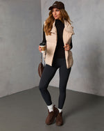 Beige % Anna Pocketed Puffer Vest-2