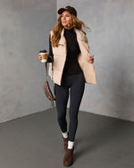 Beige % Anna Pocketed Puffer Vest-6