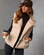 Beige % Anna Pocketed Puffer Vest-1