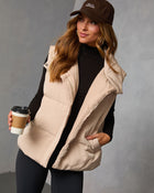 Beige % Anna Pocketed Puffer Vest-1