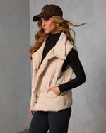 Beige % Anna Pocketed Puffer Vest-3