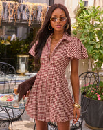 Josette Cotton Gingham Bubble Hem Mini Dress