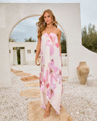 Drift Rose Pleated High Low Maxi Dress