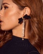 Darling Muse Velvet Bow Rhinestone Earrings
