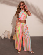 Sunkissed State Striped Abstract Halter Neck Top