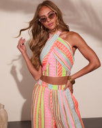 Sunkissed State Striped Abstract Halter Neck Top