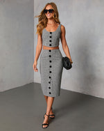 Loxley Lane Tweed Plaid Midi Skirt