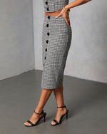 Loxley Lane Tweed Plaid Midi Skirt