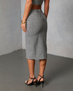 Loxley Lane Tweed Plaid Midi Skirt