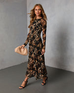 Solflower Printed Mesh Midi Dress