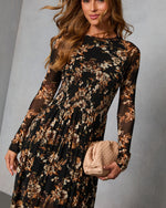 Solflower Printed Mesh Midi Dress