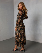 Solflower Printed Mesh Midi Dress