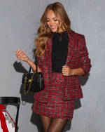 Kelysie Tweed Plaid Sequin Mini Skirt