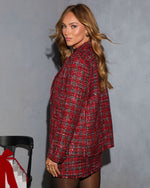 Kelysie Tweed Plaid Sequin Blazer