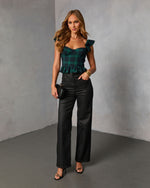 Green Plaid % Bloom Together Floral Peplum Top-2