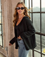 Black % Winsloe Knit Open Front Cardigan-3