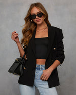Black % Serious Business Pocketed Blazer-6