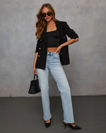 Black % Serious Business Pocketed Blazer-5