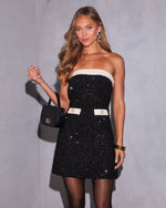 Twilight Glow Sequin Tweed Mini Dress