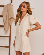 Airy Garden Tonal Floral Mini Shirt Dress