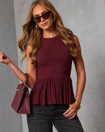 Burgundy % Terese Peplum Top-2
