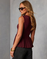 Burgundy % Terese Peplum Top-4