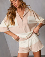 Khaki Multi % Cozy Standard Striped Quarter Zip Top-5