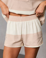 Khaki Multi % Cozy Standard Striped Shorts-1