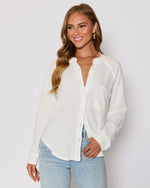White % Summer Chill Cotton Button Down Top-5