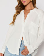 White % Summer Chill Cotton Button Down Top-6