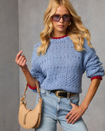 Meyers Knit Contrast Trim Crew Neck Sweater