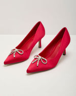 Aurette Satin Bow Embllished Heels