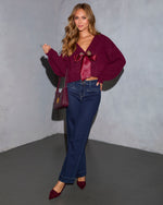 Lolie Satin Front Tie Cardigan