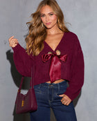 Lolie Satin Front Tie Cardigan