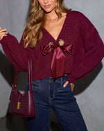 Lolie Satin Front Tie Cardigan